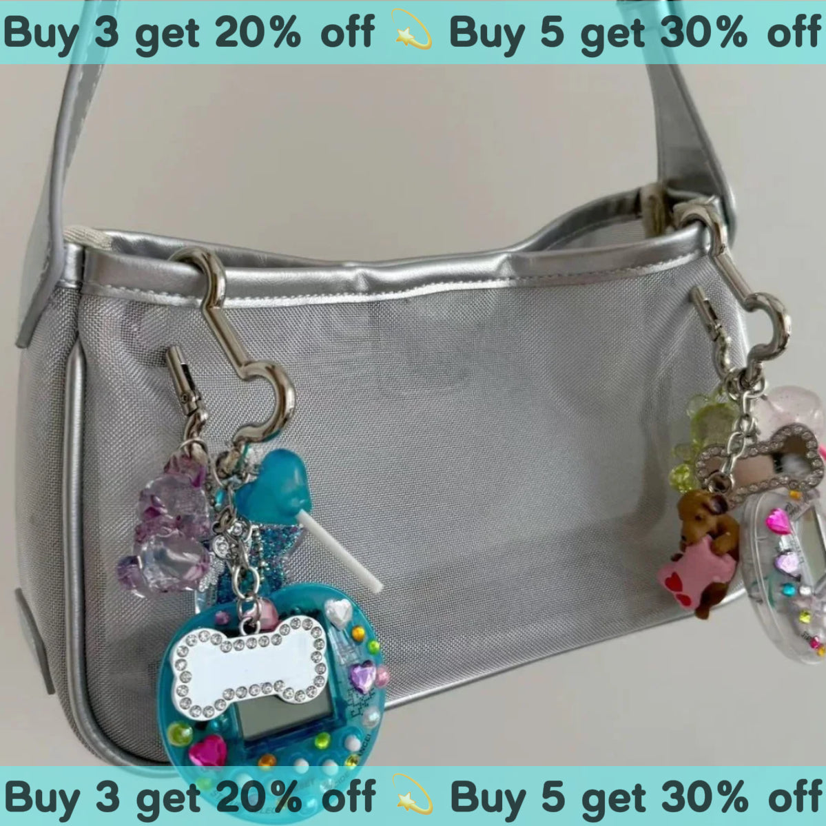 Retro Gemstone Game Console Bag Keychain