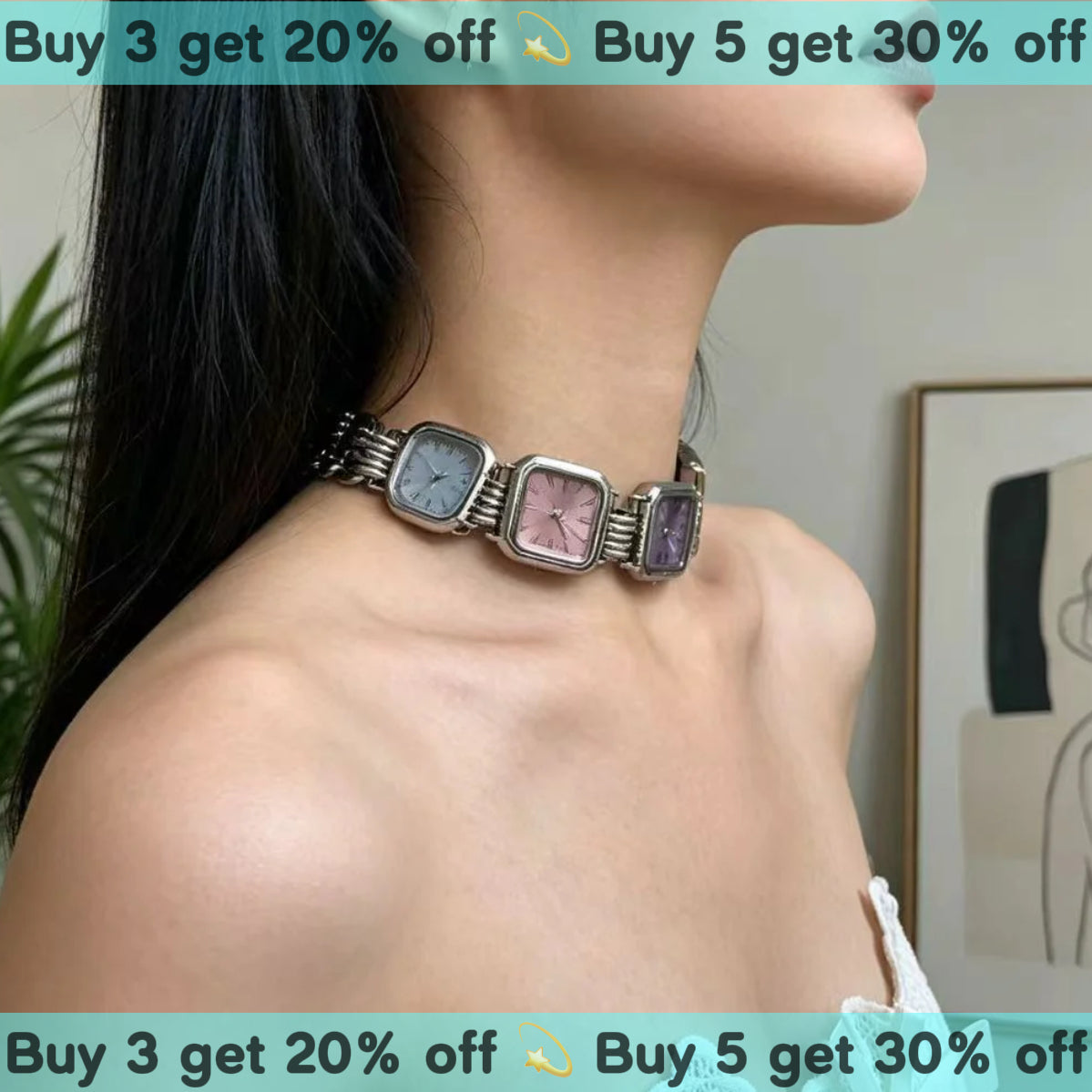 Watch Design Unisex Choker Necklace