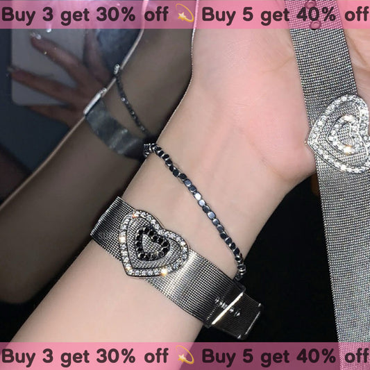 Retro Sweet-and-cool Silver Titanium Steel Wide-band Bracelet